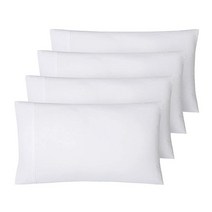 KI&KA HOME 새틴 자수 베개 커버 120GSM 표준 클로저가 있는 500TC 스티치 베개 커버 킹 사이즈(50.8cm x 101.6cm) 4개 팩 가정 호텔