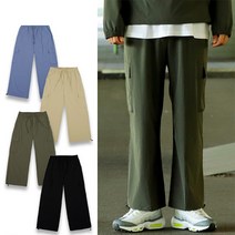 제로다몰 제로아웃도어 남성용 와이드 조거팬츠 사계절 밴딩 스판 포켓 카고 발목 스트링 트레이닝 테이퍼핏 조거바지 카고바지