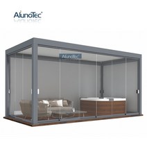 퍼걸러 파고라 원두막 정원용 자동 야외 레스토랑 차양 알루미늄 간이 차고 루버 퍼골라 정자, Coffee+4m x 4m