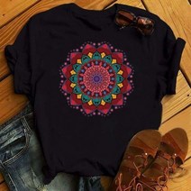 플로랄 인쇄 T 셔츠 여성 캐주얼 패션 T 셔츠 루스 반팔 90s Girls Aesthetics Black Tshirt Top
