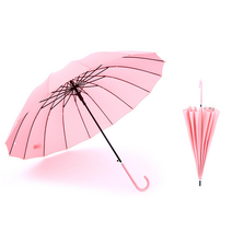 강풍막는 16댓살 지팡이 손잡이 장우산 핑크 190T