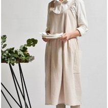 로즈랩 예쁜 원피스 린네주름앞치마, 라이트베이지, 1개