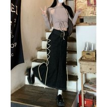 머메이드 주름스커트 여성 미디 스커트 블랙 드로스트링 스트링 피쉬테일 러플 벨트 지퍼 포켓 여름 트럼펫