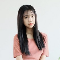 칼단발 머리 추천! U자 패션 고열사 반가발 매직 스트레이트컬 긴생머리, 내츄럴블랙, 내츄럴블랙