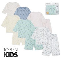 탑텐키즈 4세부터 초등 고학년까지 가볍고 시원한 순면 100% 원단 좋은 아동 실내 7부 상하복 세트