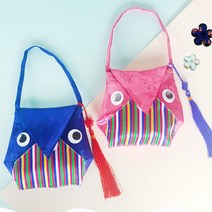 새배돈 한복가방 전통주머니 부엉이 복주머니만들기, 블루