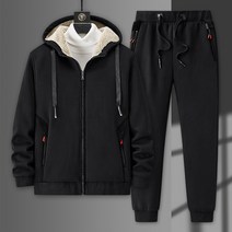 2058 남성용 겨울 면 스판 후드집업 밴딩 조거 팬츠 트레이닝 세트 빅사이즈