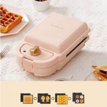 Chigo 가정용 와플 크로플 토스트 샌드위치 붕어빵 문어빵 기계 메이커 틀 그릴 제조기, 핑크, F