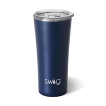 스위그 라이프 22oz 텀블러 뚜껑이 있는 단열 커피 텀블러 컵 홀더 프렌들리 식기세척기 안전 스테인리스 스틸 뜨거운 음료와 차가운 음료를 위해 단열된 대형 여행 머그잔, Navy