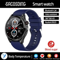 다이빙컴퓨터 남성용 블루투스 통화 모니터 건강 스마트 워치 ECG 및 PPG 심박수 혈압 측정 스마트워치 2023 신제품, blue