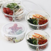 리빙스토리 내열유리 밀폐용기 나눔 반찬통세트 4p 원형, 4개