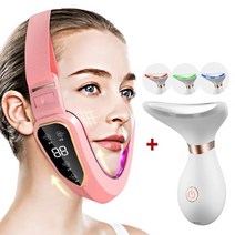 피부 미용 맛사지 관리 레이저 전기 V 페이스 리프팅 더블 턱 감속기 리프팅 페이셜 슬리밍 쉐이핑 미세 전류 Led 라이트 장치 목 마사지 리프트, 핑크 키트 04