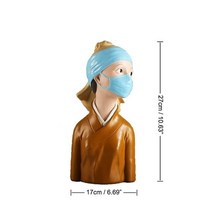 나무 조각품 정원 조각품 브론즈 조각품 수지 뱅크시 조각 꽃 던지는 사람 동상 폭격기 홈 장식 책상 액세서리 소장품 작은 입상 장식 인테리어, 뱅크시 소녀
