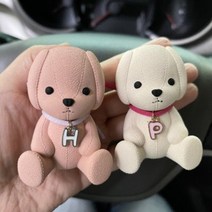 차량용 강아지 이니셜 석고 자동차 방향제, 핑크, 필기체, 웨딩데이, 1개