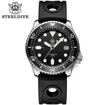 다이빙 컴퓨터 시계 게이지 sd1968 steeldive 300 미터 방수 c3 야광 자동 기계식 316l 스테인리스 스틸, 고무 검정, nh35 무브먼트