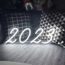 네온간판 LED 네온 사인 벽걸이 방 장식 2023 숫자 조명 재미있는 홈 스토어 게임방 벽 선물, 01 40X14.5 CM_02 warm white