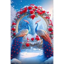 보석십자수 DIY 다이아몬드 페인팅 공작 새 백조 자수 판타지 꽃 모자이크 크로스 스티치 키트 수제 홈 인테리어, 20x30cm Round, KN2084