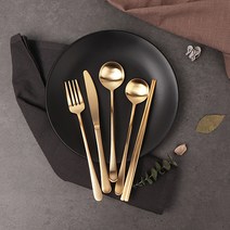 골드문 명품 24K 골드 커트러리 4종 1인세트 선물용 패키지 양식기 세트, 7. 달빛 1인세트, 달빛