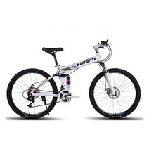 shike MTB 접이식 자전거 출퇴근 입문용 산악자전거 26인치 24인치, 21단24인치, 스포크휠-화이트