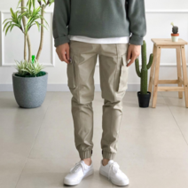 더제이엘 남자 카고 조거팬츠 스판 밴딩 빅사이즈 밸크로 조커 건빵 면바지