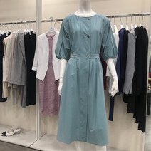 케이엘 KL 중앙로 앞여밈 시원한소재 민트A라인원피스 (주머니)