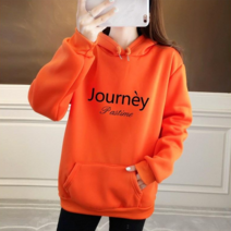 스타일아유 여성 기모 후드 맨투맨 JOURNEY 레터링 오버핏 긴팔티 티셔츠 루즈핏 맨투맨 후드티 11컬러 [노마진]
