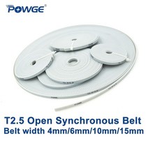 POWGE 사다리꼴 T2.5 개방형 동기식 타이밍 벨트 너비 4mm 6mm 10mm, 5 미터