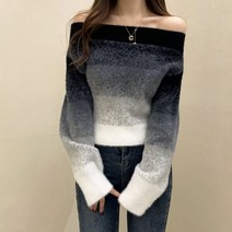 [랜덤플레이] 오프숄더 뽀송 그라데이션 컬러 니트