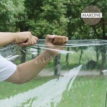 Makone 상표등록 베란다 현관 pvc 반투명 방풍 비닐 투명비닐천막, 0.3mm 투명 PVC 2.4 * 2 m