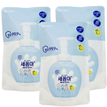 댕Ol몰 엘지 세균아꼼짝마 세꼼마 버블 핸드워시 레몬향 리필리필 파우치 200ml, 3개