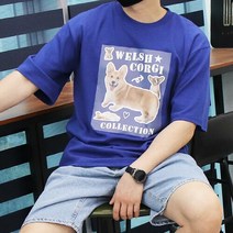 우기브로 WTD 남자 빅사이즈 분또 웰시코기 전사나염 반팔티