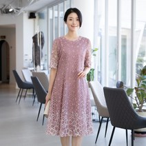 엄마옷 모슬린 레이스 반팔 후레아원피스 OP302217마담 미시옷 50대 중년여성의류 60대 엄마옷 빅사이즈 할머니옷 여성옷