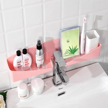 읏송 욕실 싱크대 세면대 수전 품은 선반 무타공 1분 설치, 1개, 핑크