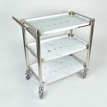 브랜드없음 스텐 3단 카트 서빙카트 운반카 식당카트 막힘 무소음, 삼면막힘-무소음바퀴