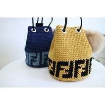 [코바늘DIY] 손뜨개 팬디백 DIY패키지 코바늘가방 버킷백패키지, 블랙+베이지