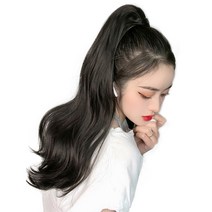 가발위드 긴머리 루즈 세발 집게형 포니테일, 네츄럴블랙