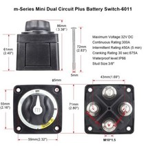 2 3 4 위치 배터리 질량 마린 스위치 M10 스터드 300A DC 32V 솔레이터 분리 로터리카 RV 트럭 보트용, 2 Position 4 stud