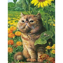 꽃밭 행운 고양이 우드 직소퍼즐 럭키 캣 야웅이 플라워 보면 기분이 좋아지는 사랑스러운 야냥이 키티 동물화 집콕취미 집중력향상 스트레스 해소 동물 조각퍼즐 13종모음, 500조각, 퍼즐선택12-꽃밭 야웅이