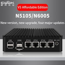 미니 PC 업그레이드 i226-V N5105/N6005 V5 소프트 호스트 PVE/ESXI 팬리스 에너지 절약 저렴한 에디션. 주식용 컴퓨터 호환, N5105-i226-V5, No RAM No SSD