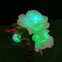 Ciliver 태양열 삼두 장미등 야외방우 갈대밭 꽃꽂이 led 가든 장식 정원 잔디등, 1개, 세 마리 장미꽃 그린