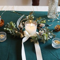 [파티조엘] 화이트베리 네추럴 캔들링 리스_크리스마스 가랜드, 화이트베리 네추럴 캔들링 리스_화이트리본과 지철사