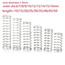 태엽 스프링 인장 볼트 코일 금형 스파이럴 대형 용수철 10 개몫 1.0mm 스테인레스 스틸 압축 외경 6mm 7mm 8mm 9mm 10mm12mm 13mm 14mm 15mm, 16mm, 40mm