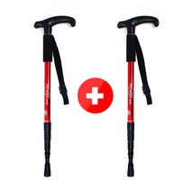 1+1 올웨이즈 알루미늄 I형 3단 T형 4단 등산 스틱 지팡이, 블랙1 + 블랙1