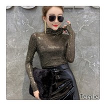 티피 하이넥 티셔츠 여자 스타일 티셔츠 여자 긴팔 스키니 상의
