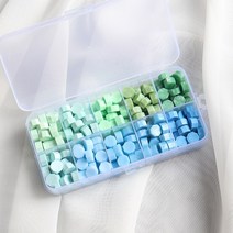 빈티지 실링왁스 스탬프 고대 만들기 도구 상자 세트 콩 공예 봉투 레트로 씰도장, 블루 그린 10가지 색상