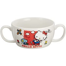 [일본정품] 산리오 337325 헬로키티 라면그릇 지름 14.5cm 화이트, 08. 양손 수프 컵