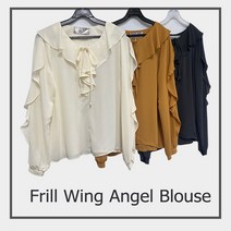 프릴 카라 날개 소매 여신 블라우스