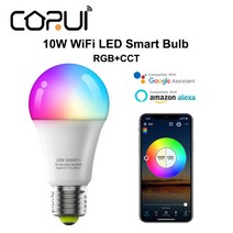 스마트전구 LED IOT CORUI-WiFi 블루투스 스마트 전구 10W RGB 밝기 조절 타이머 기능 조명 매직 홈 원격, 한개옵션1, 한개옵션0