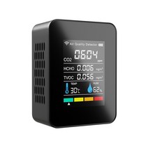 이산화탄소측정기 이산화탄소감지기 미세먼지 공기질 5/3 in 1 와이파이 모니터 CO2 HCHO TVOC 온도 습도 센서 이산화탄소 감지기 가스 분석기, 1.5 In 1 Black