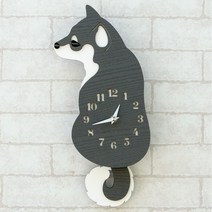 꼬리 흔드는 강아지 벽시계 무소음 인테리어 벽걸이시계 귀여운 댕댕이 16x34cm 무게 300g, 그레이무드